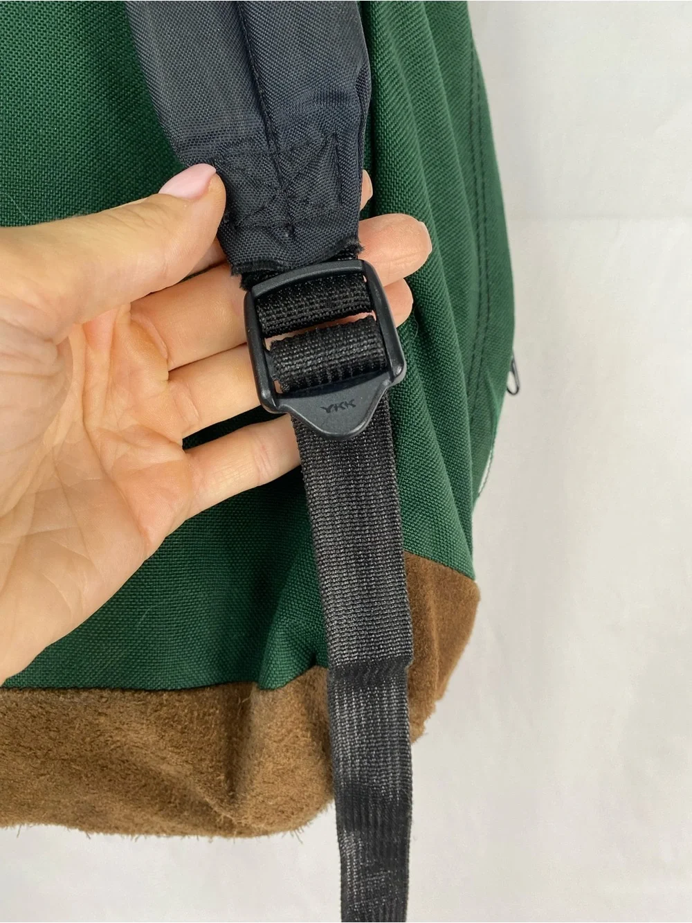 Vintage 90s Jansport Backpack Suede Bottom Made in USA Bag Green